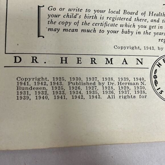 Hardcover Book Our Babies Their Feeding Care and Training Dr. Herman N. Bundesen - Picture 6 of 9